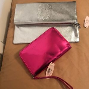 Victoria Secrets Lot Silver Clutch/Pink Wallet